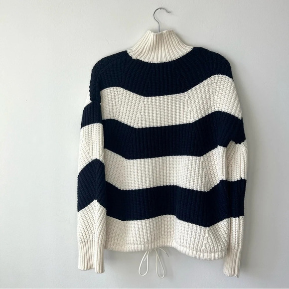 NWT J. Crew Striped Wool Blend Turtleneck Heavy Knit Sweater With Pockets - Picture 3 of 6